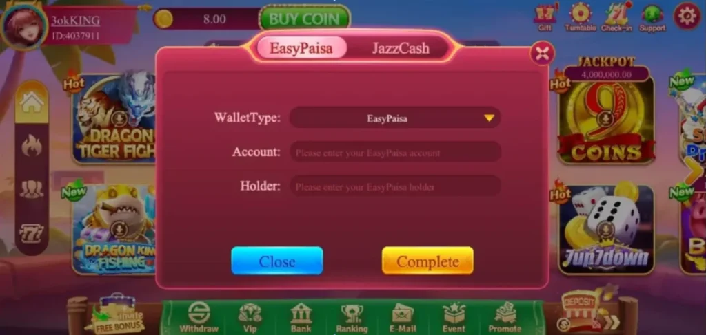 Lucky 33 Withdraw Dashboard